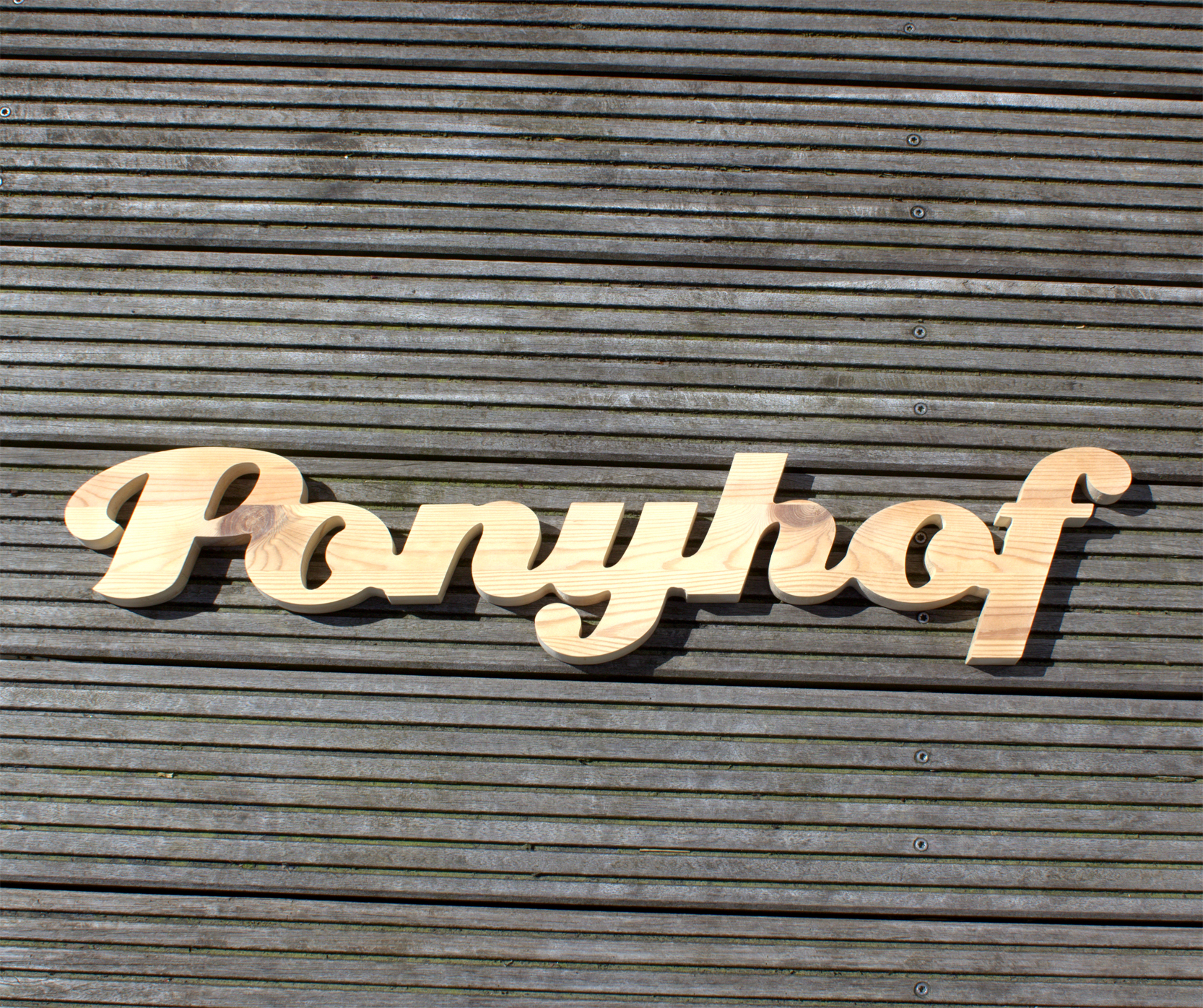 Dekor Schriftzug Ponyhof 70cm aus Kiefernholz – Bild 3